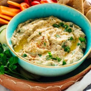 Babaganoush, Grilled eggplant & tahini dip (G, V)