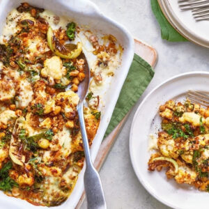 Creamy gratin with sweet potato and chickpeas (V)